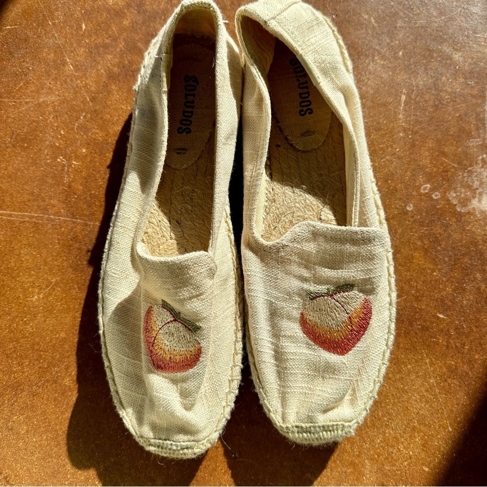 Soludos Peach Espadrilles, Canvas Smoking Shoe NWB sz 9 & 10. RUN SMALL.